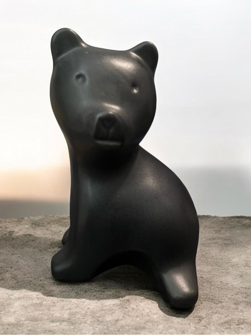 Vintage MCM Pigeon Forge Pottery Black bear figurine Signed Ferguson.